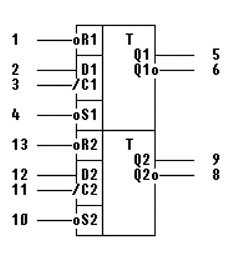 К155ТМ2, КМ155ТМ2 7474 SN7474N, SN7474J условное графическое обозначение