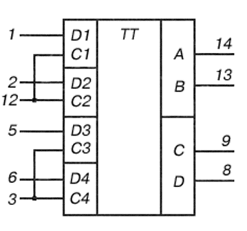 К155ТМ5, КМ155ТМ5, 7477, SN7477N, SN7477J условное графическое изображение